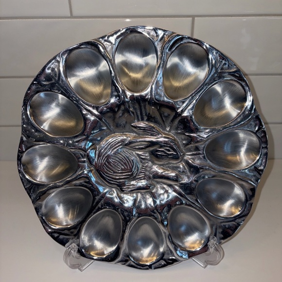 Silver Rabbit Deviled Egg Plate - Picture 1 of 6